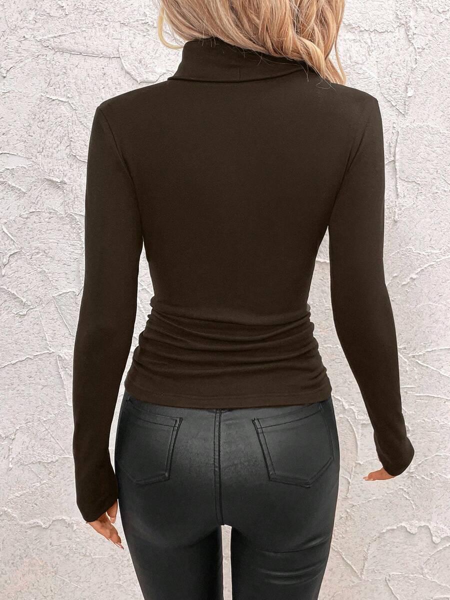 SHEIN BRĄZOWA BLUZKA GOLF S06__L