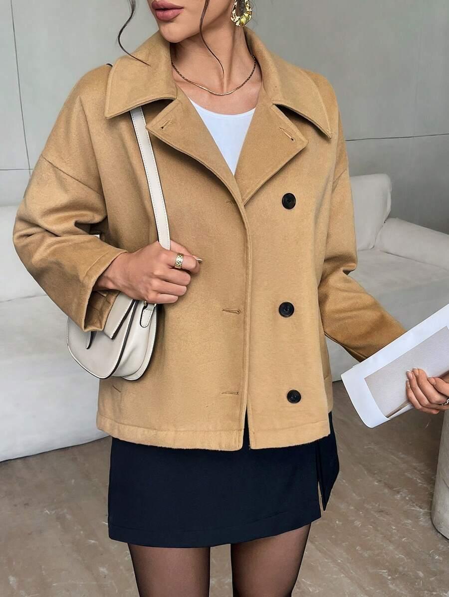 SHEIN KLASYCZNY PŁASZCZ JEDNORZĘDOWY W01__S