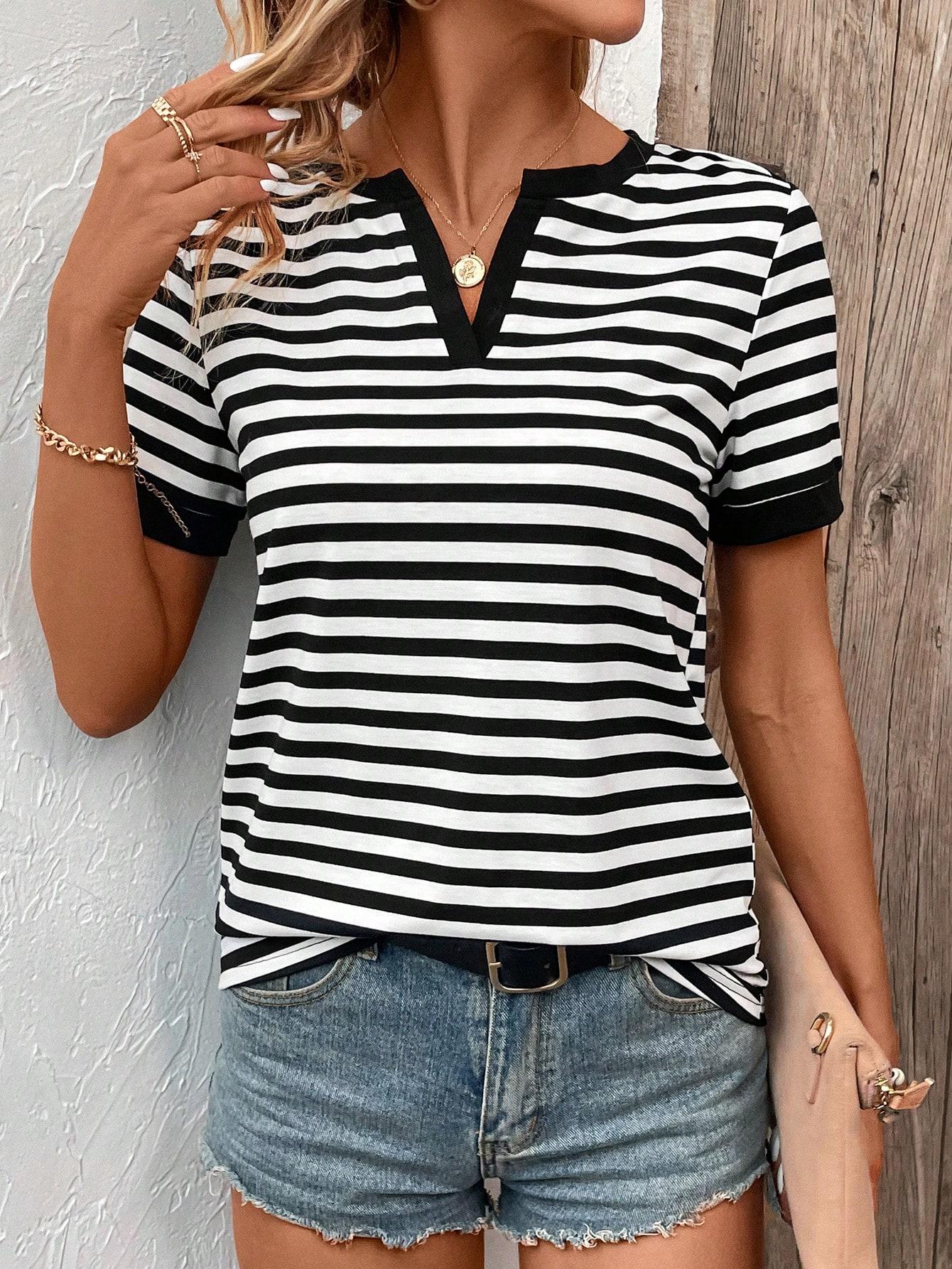 SHEIN T-SHIRT WZÓR PASKI S06__M
