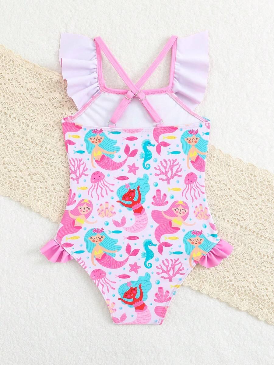 SHEIN JEDNOCZĘŚCIOWY STRÓJ KĄPIELOWY PRINT S09__110-116CM