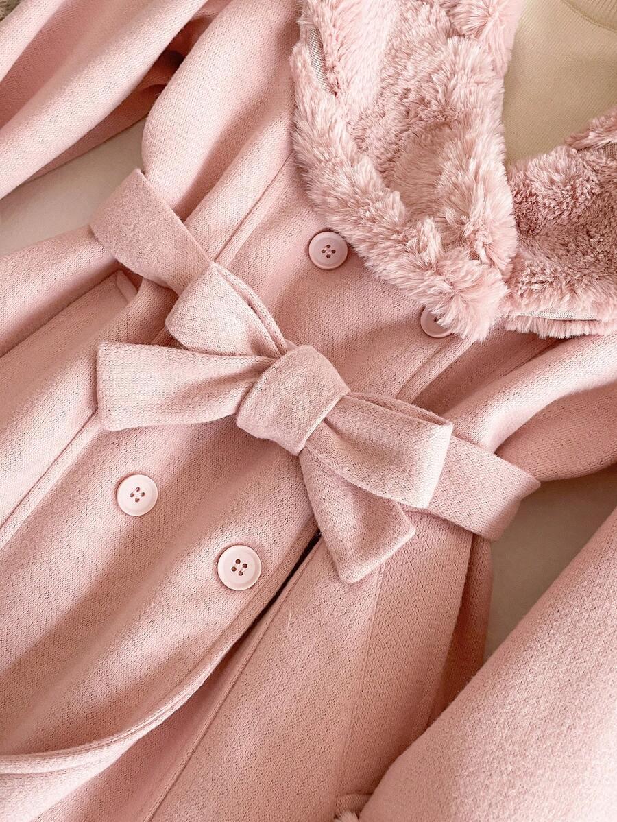 SHEIN RÓŻOWY PŁASZCZ GUZIKI W01__134/140