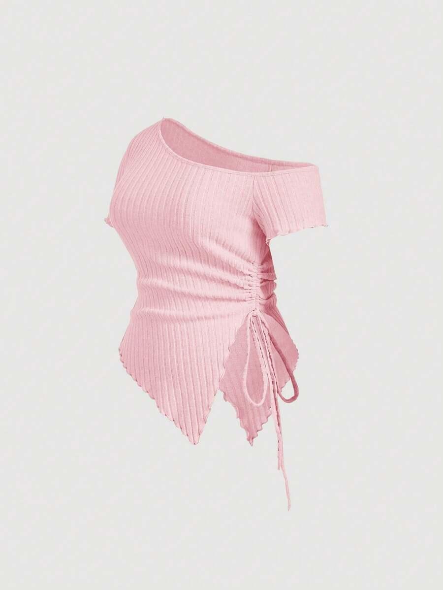 SHEIN RÓŻOWA ASYMETRYCZNA BLUZKA S06__48