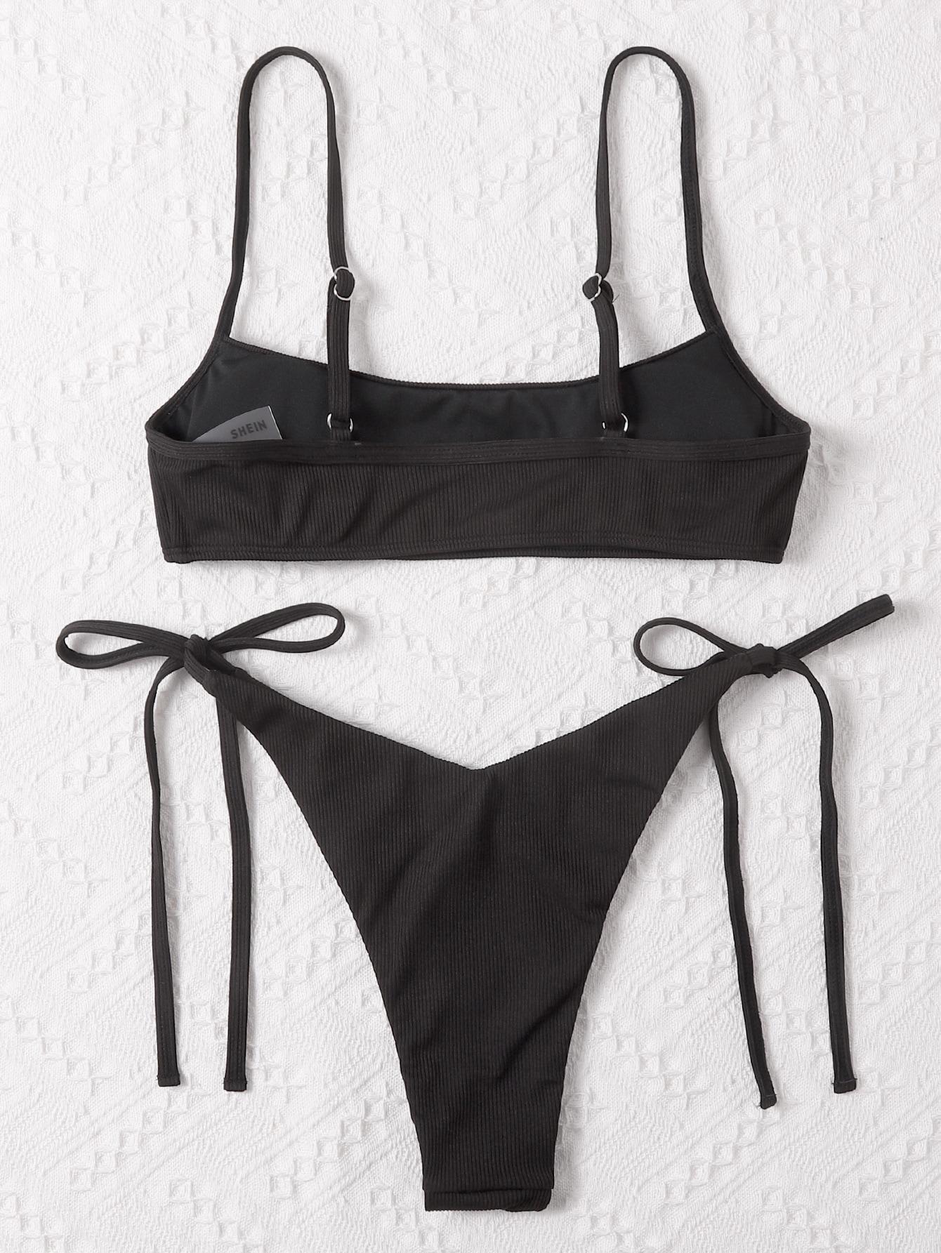 SHEIN CZARNY DWUCZĘŚCIOWY STRÓJ KĄPIELOWY S09__S