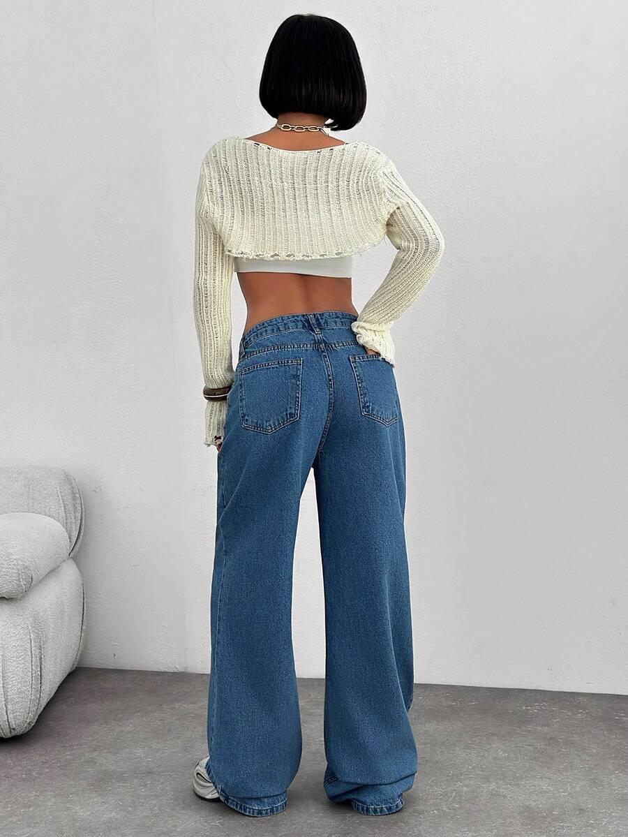 SHEIN LUŹNE SPODNIE JEANS S06__XS