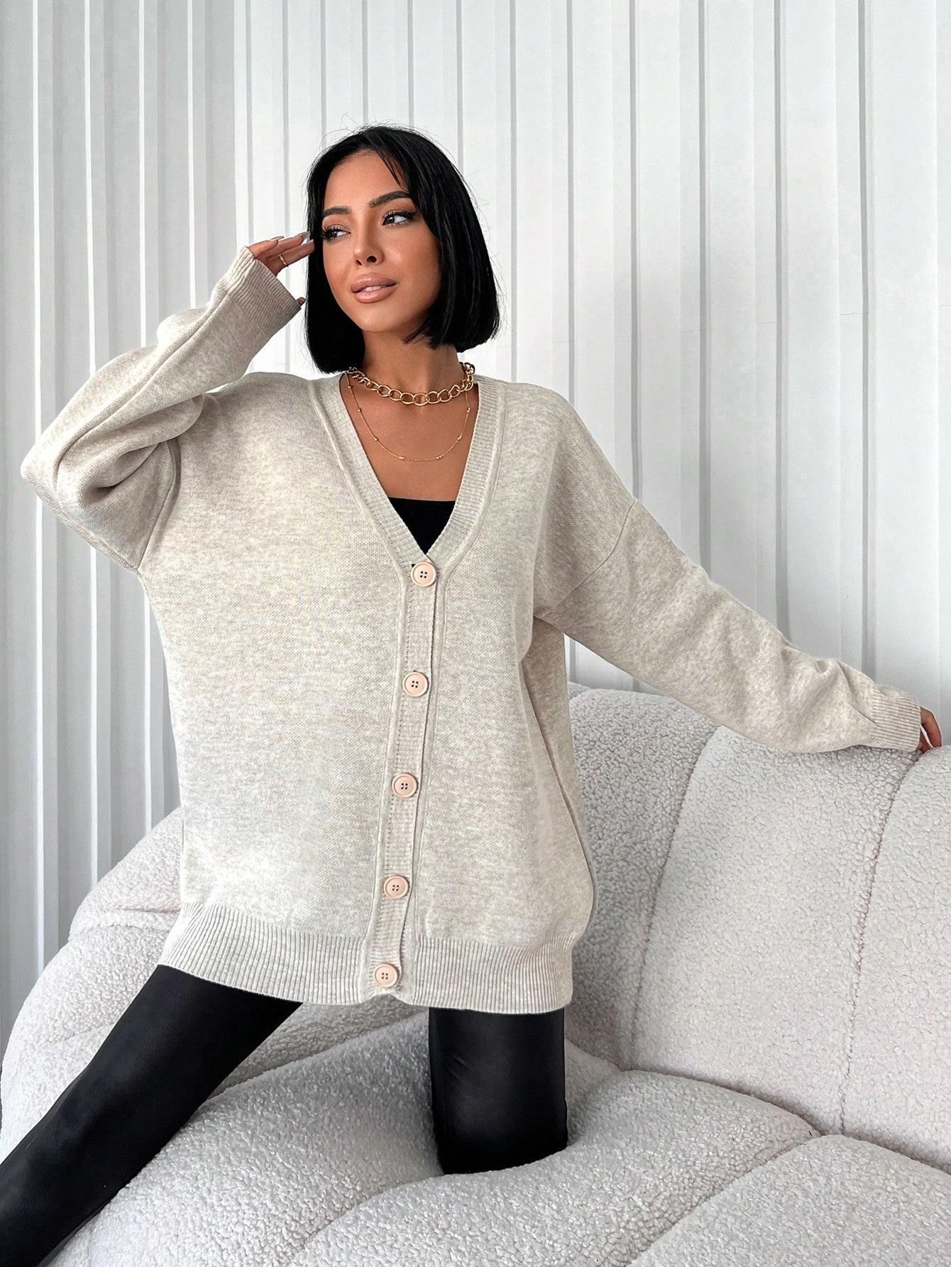 SHEIN BEŻOWY ROZPINANY SWETER S06__OS