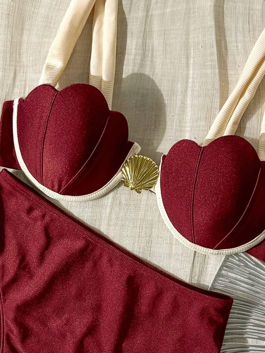 SHEIN BORDOWY STRÓJ KĄPIELOWY S09__M
