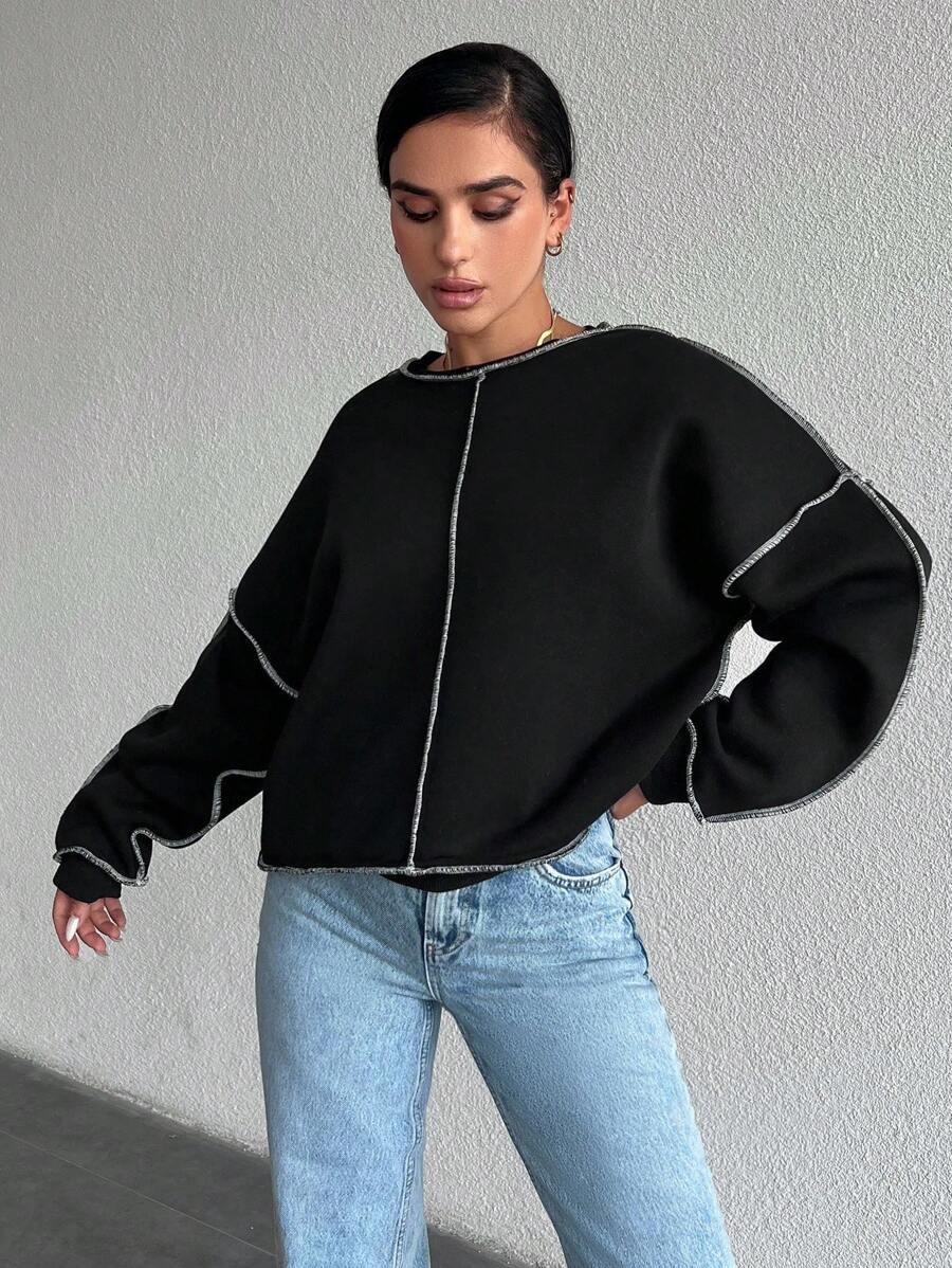 SHEIN CZARNA BLUZA DŁUGI RĘKAW S06__48