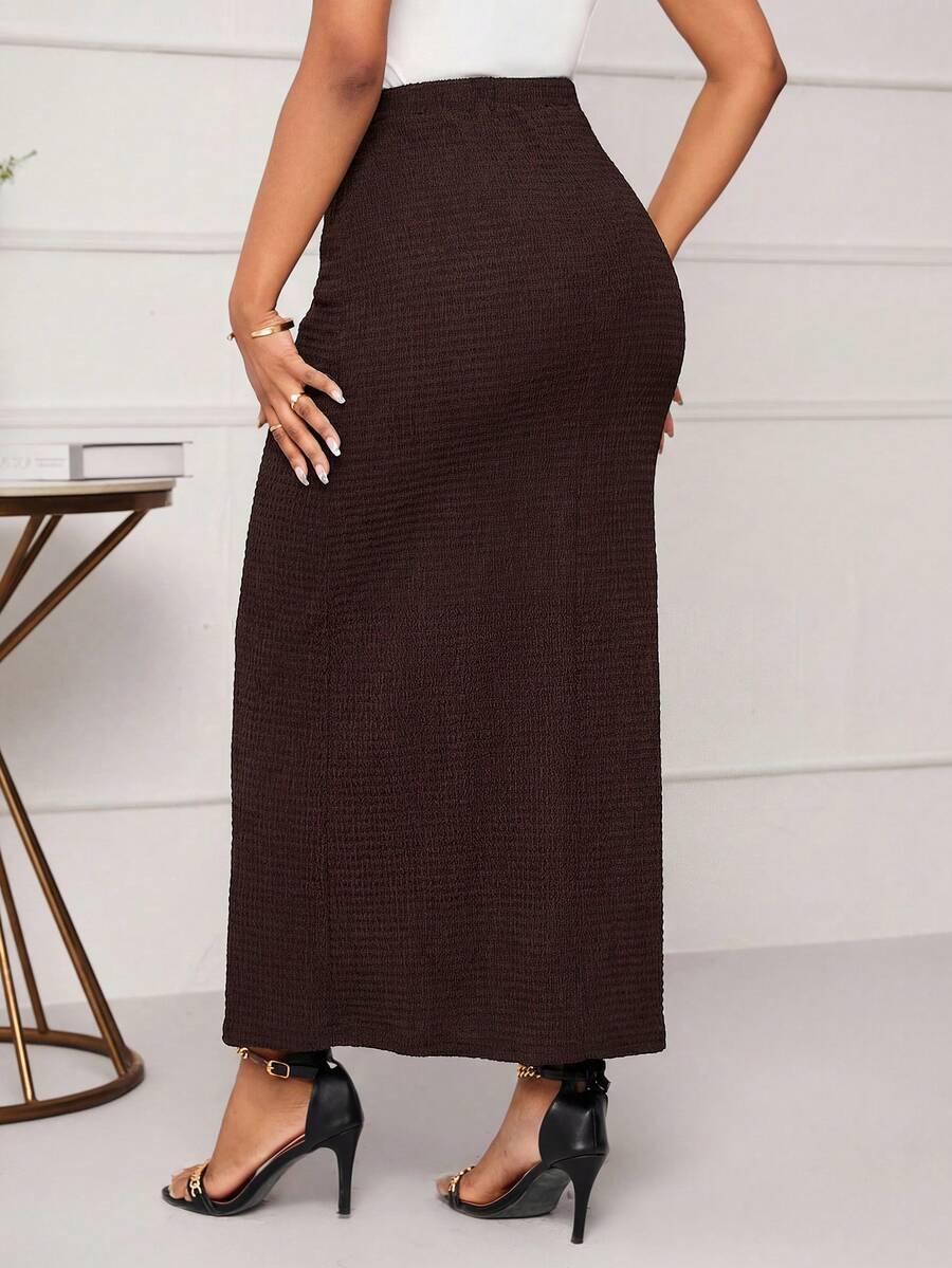 SHEIN BRĄZOWA MAXI SPÓDNICA S06__XL