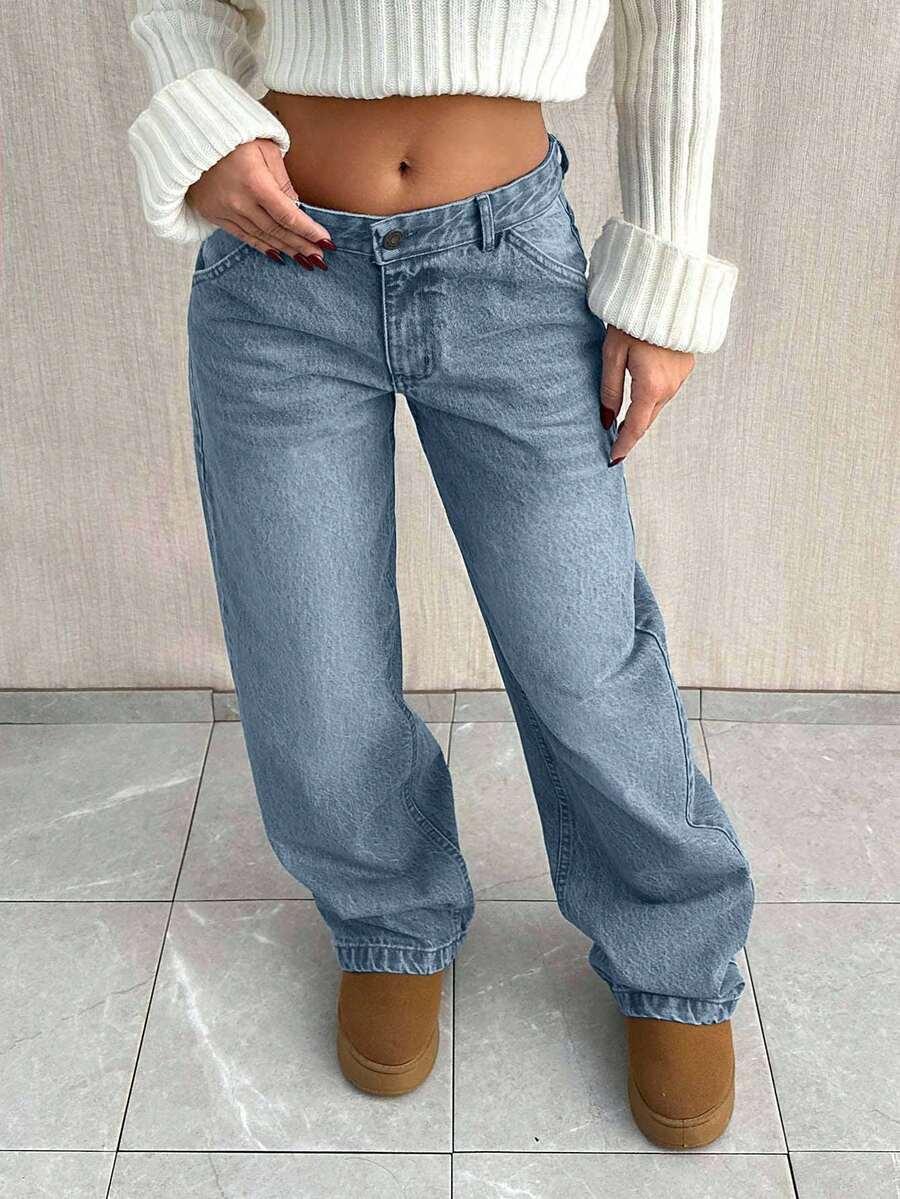 SHEIN NIEBIESKIE JEANSY KIESZENIE S06__XS