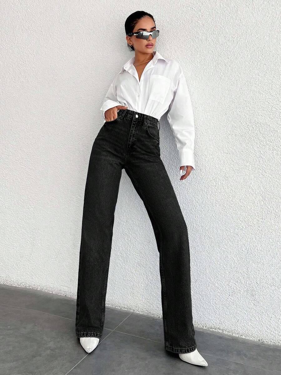 SHEIN CZARNE SPODNIE JEANS S06__M