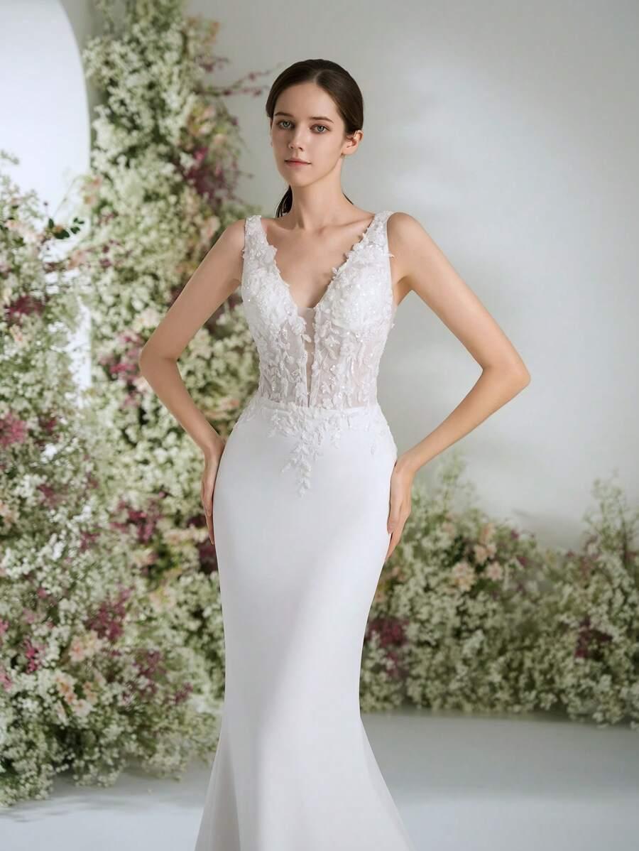 SHEIN BIAŁA SUKNIA ŚLUBNA ZDOBIENIE S06__38