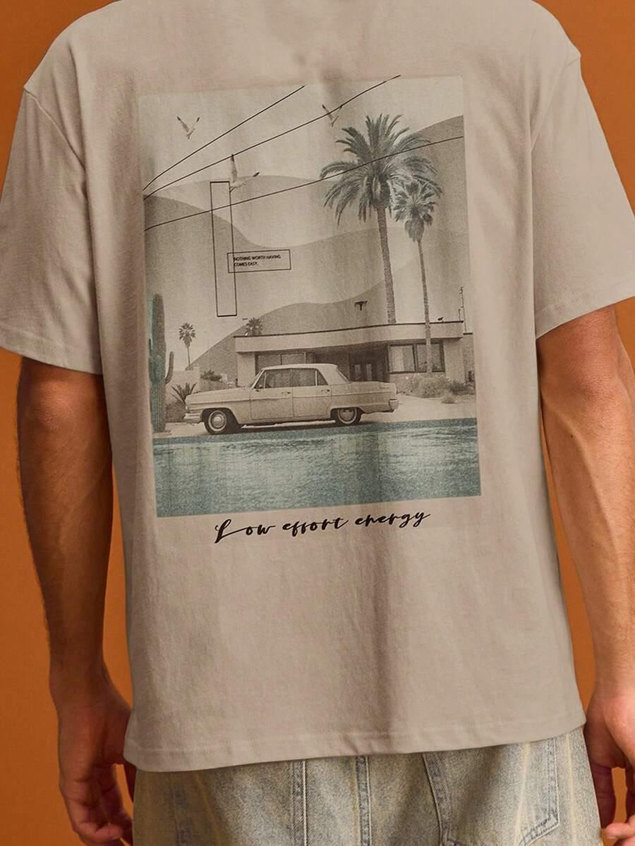 MUSERO BEŻOWY T-SHIRT NADRUK S06__M