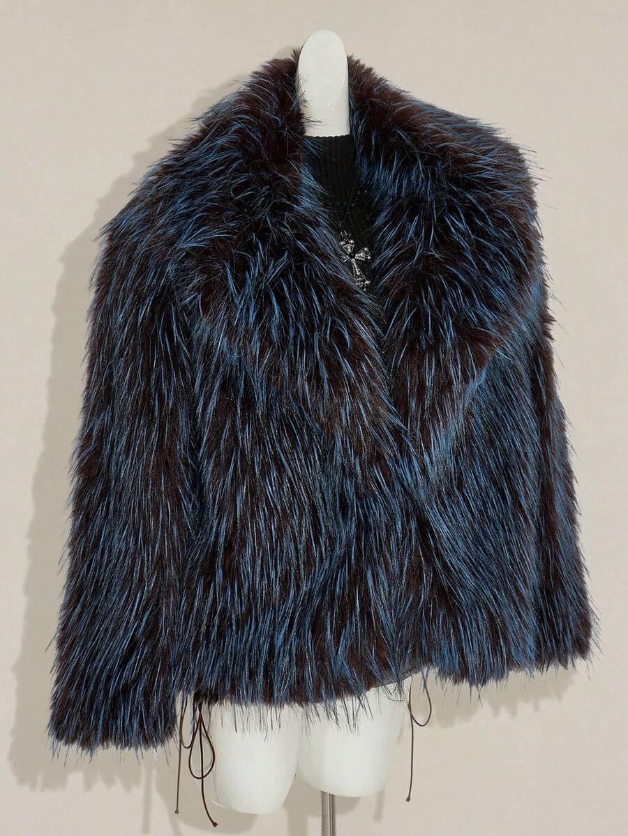 SHEIN NIEBIESKIE SZTUCZNE FUTRO W01__M