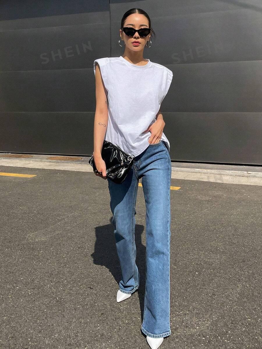 SHEIN BIAŁA BLUZKA BEZ RĘKAWÓW S06__L