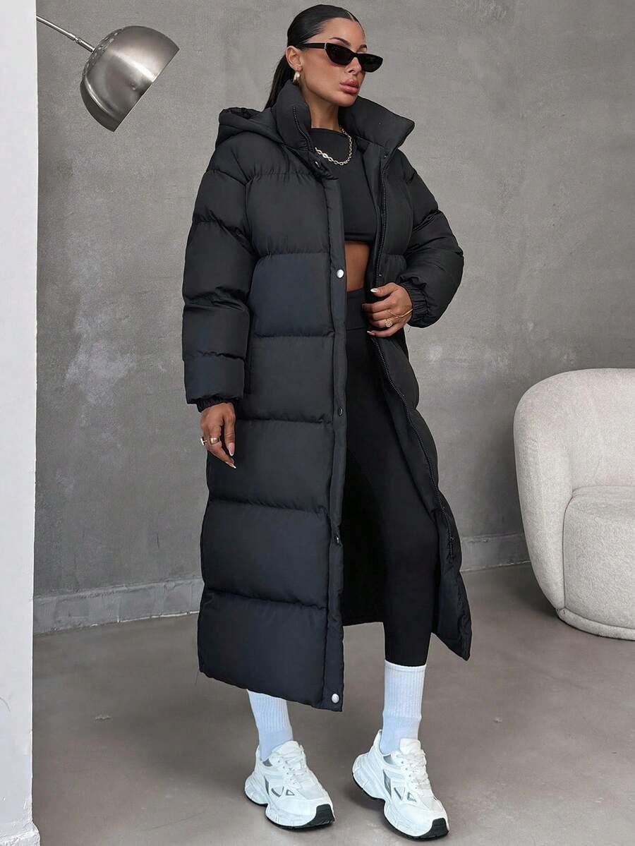 SHEIN CZARNA PIKOWANA KURTKA Z KAPTUREM W01__48