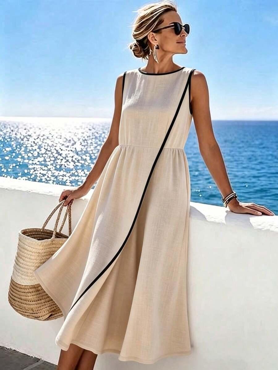 BREEZAYA BEŻOWA MAXI SUKIENKA S09__M