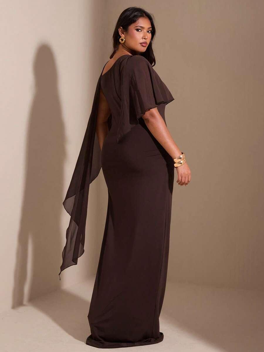 SHEIN BRĄZOWA MAXI SUKIENKA S06__48