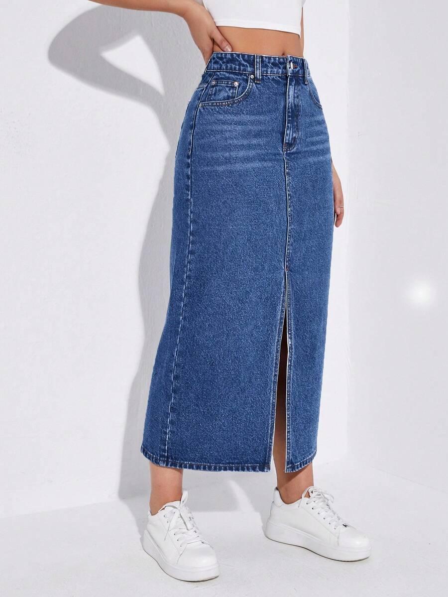 SELENZA NIEBIESKA SPÓDNICA JEANS S06__L