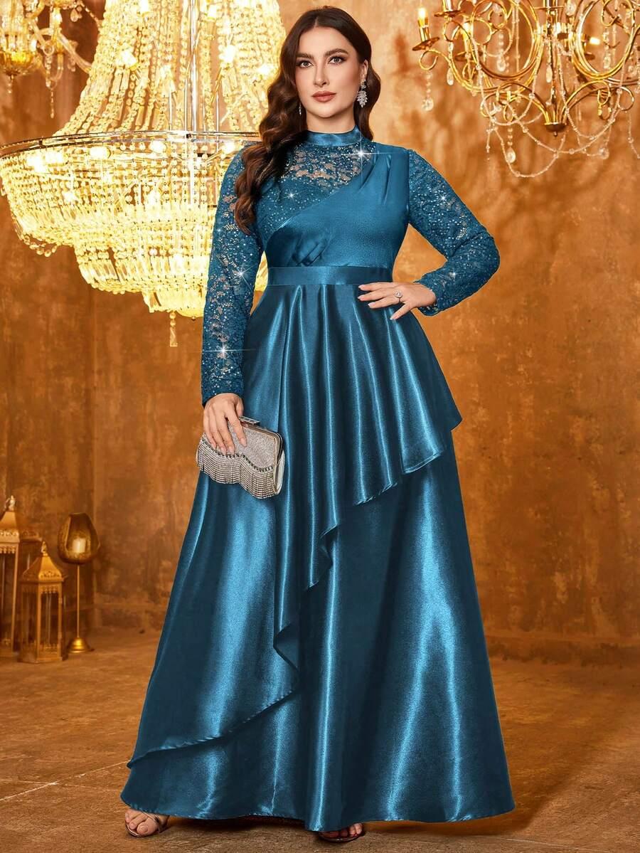 SHEIN NIEBIESKA MAXI SUKIENKA S06__50