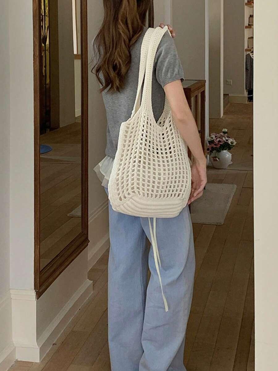 SHEIN BEŻOWA DZIANINOWA TORBA S07__36X33