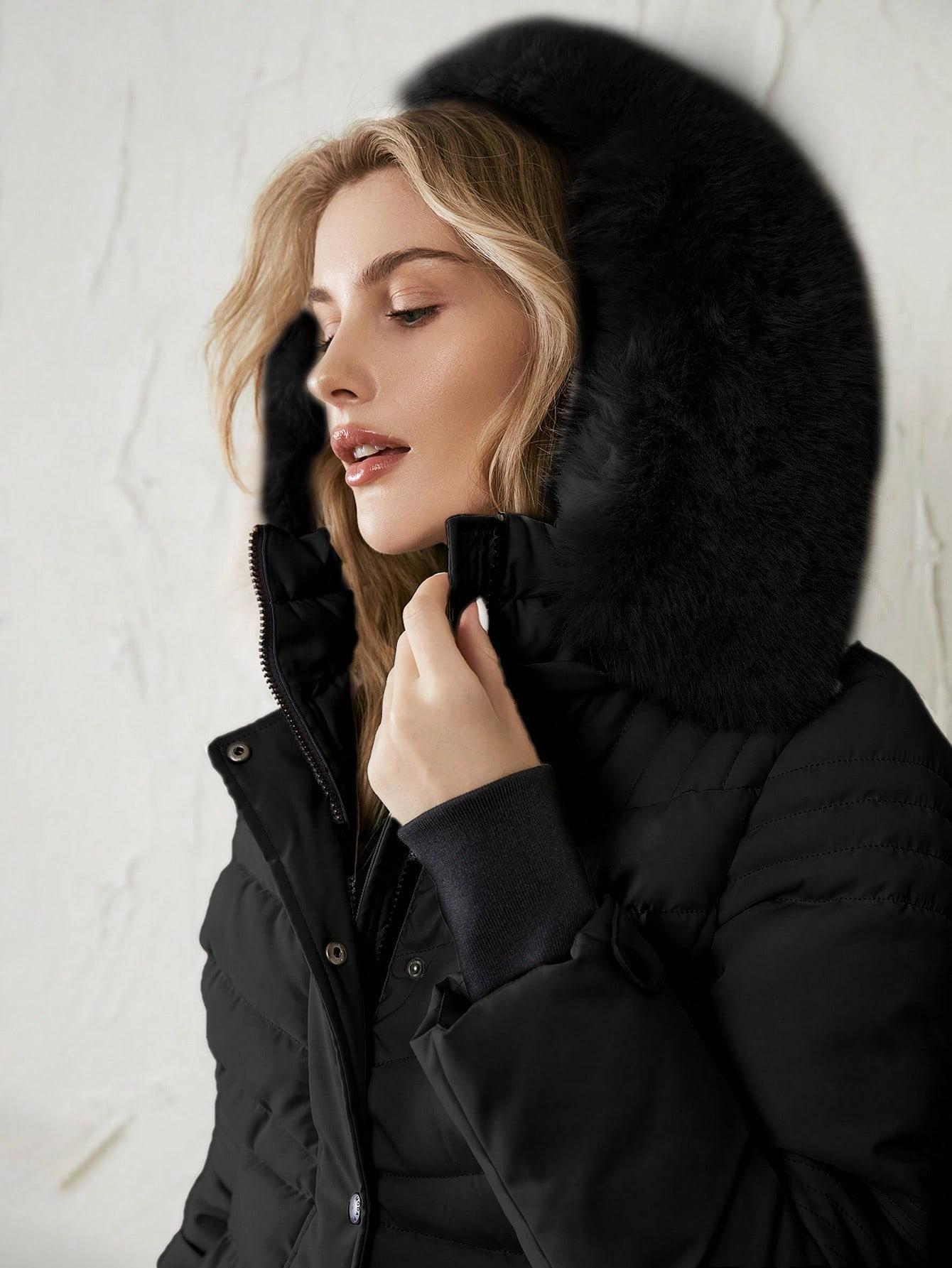 SHEIN CZARNA PIKOWANA KURTKA KAPTUR W01__XL