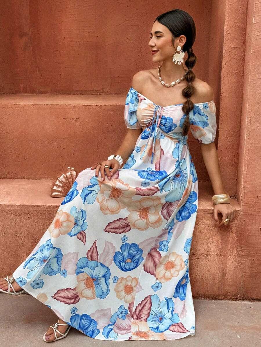 SHEIN MAXI SUKIENKA W KWIATY S06__L
