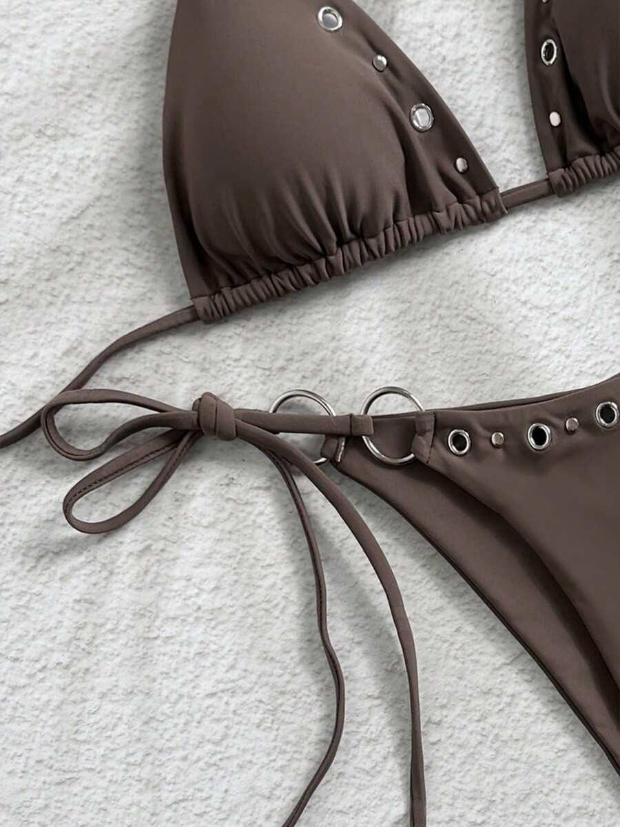 SHEIN BRĄZOWY DWUCZĘŚCIOWY STRÓJ KĄPIELOWY S09__XS