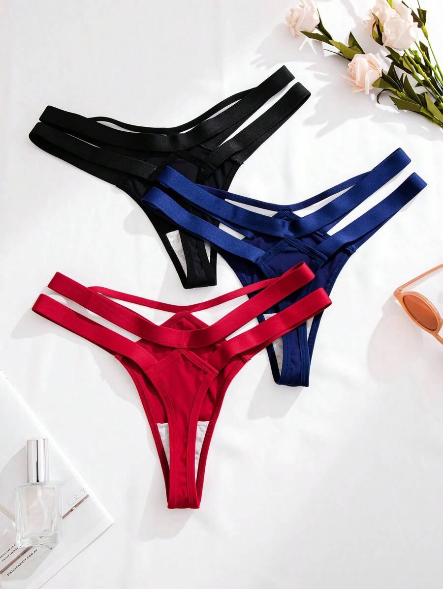SHEIN KOMPLET MAJTKI STRINGI 3-PACK S06__L