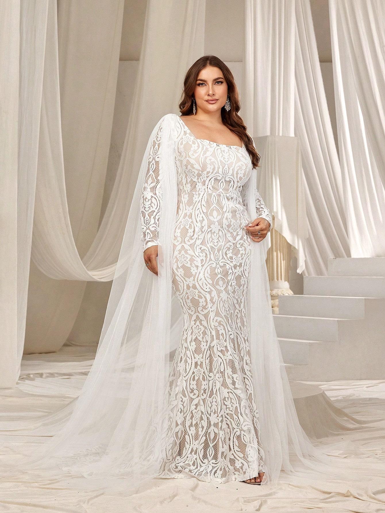 SHEIN MAXI SUKNIA ŚLUBNA KORONKA S06__48