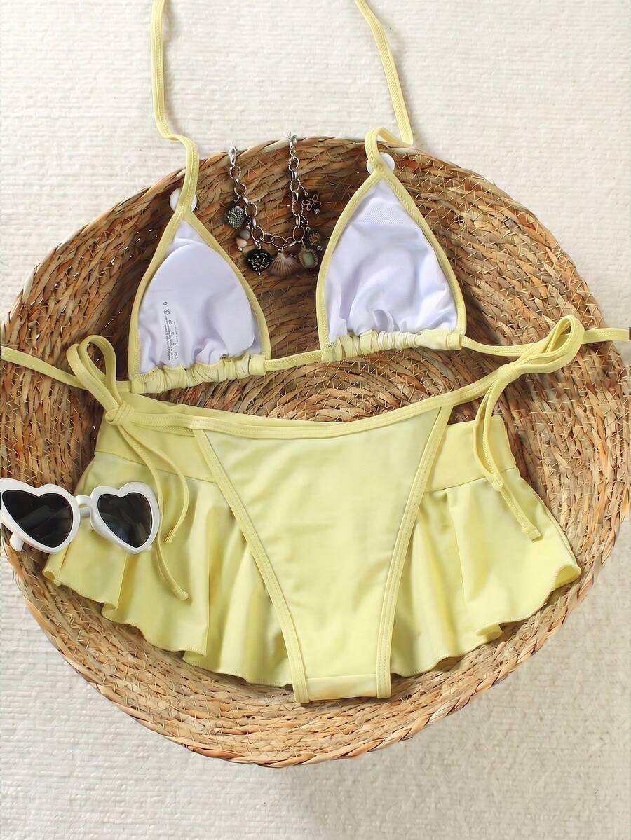 SHEIN TRZYCZĘŚCIOWY STRÓJ KĄPIELOWY KOMPLET S09__M