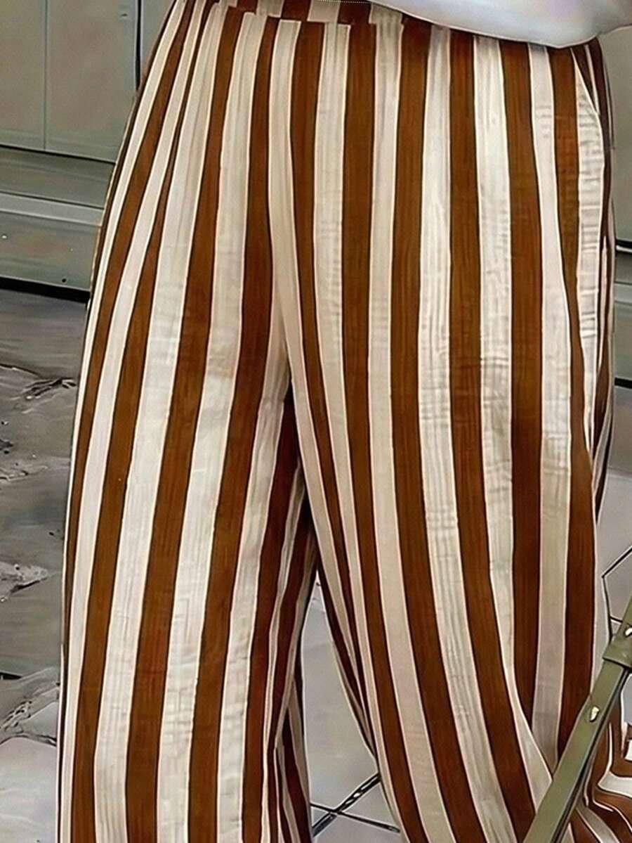 SHEIN SPODNIE CASUAL WZÓR PASKI PK01__S
