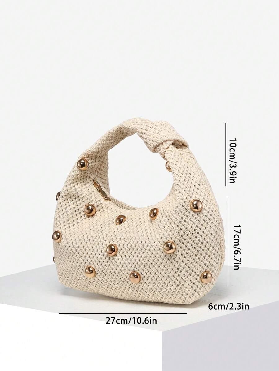 SHEIN BEŻOWA TOREBKA NA RAMIĘ ZDOBIENIE S07__27X6X17