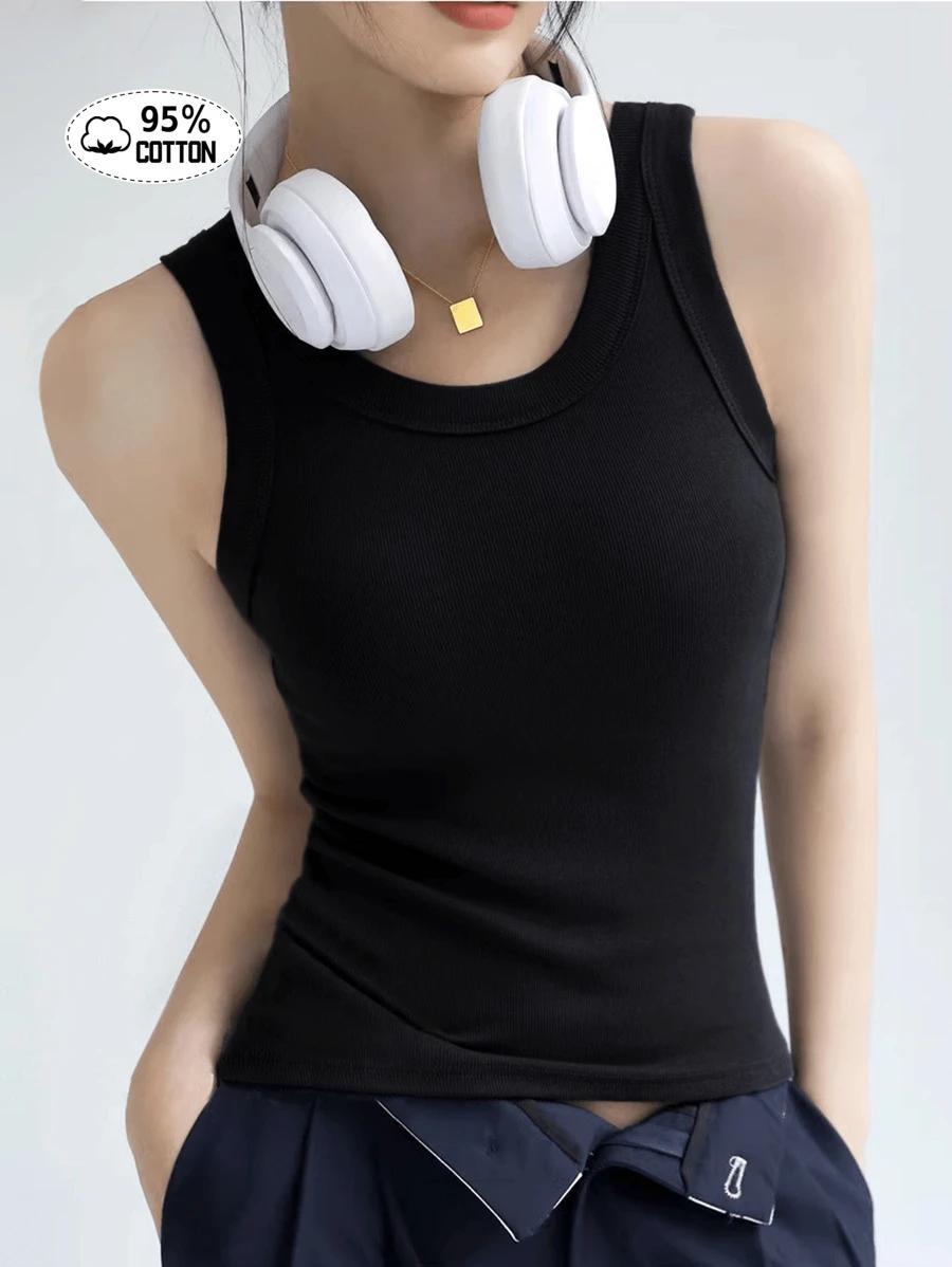 SHEIN KLASYCZNY CZARNY TOP PRĄŻKI S06__M