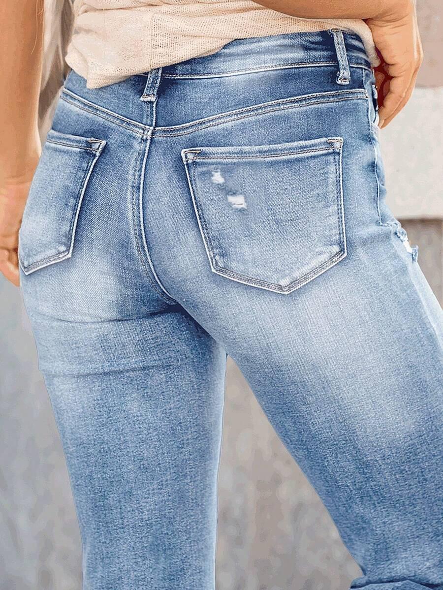 SHEIN NIEBIESKIE JEANSY PRZETARCIA S06__S