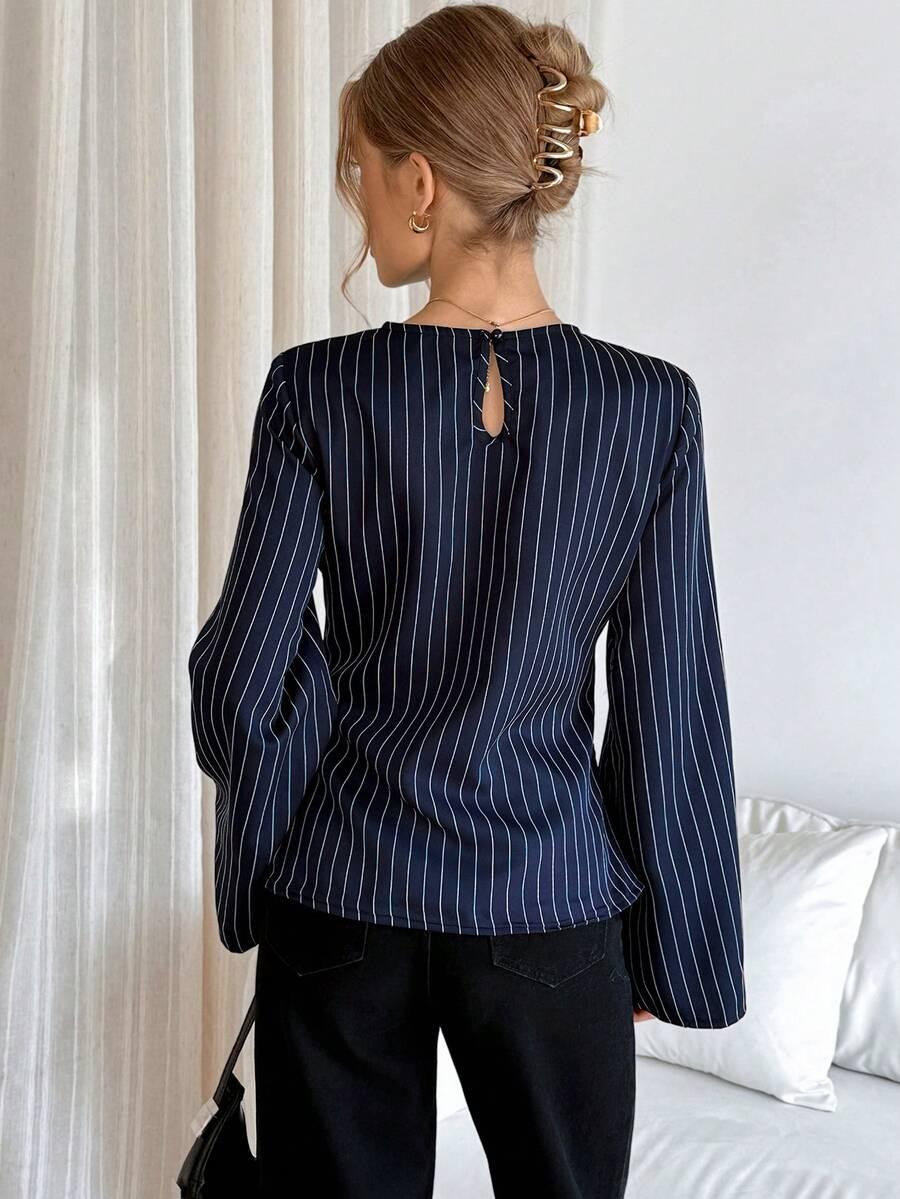 SHEIN GRANATOWA BLUZKA W PASKI S06__S
