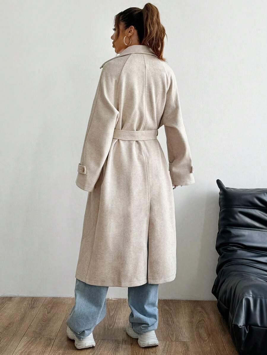 SHEIN BEŻOWY PŁASZCZ GUZIKI W01__S