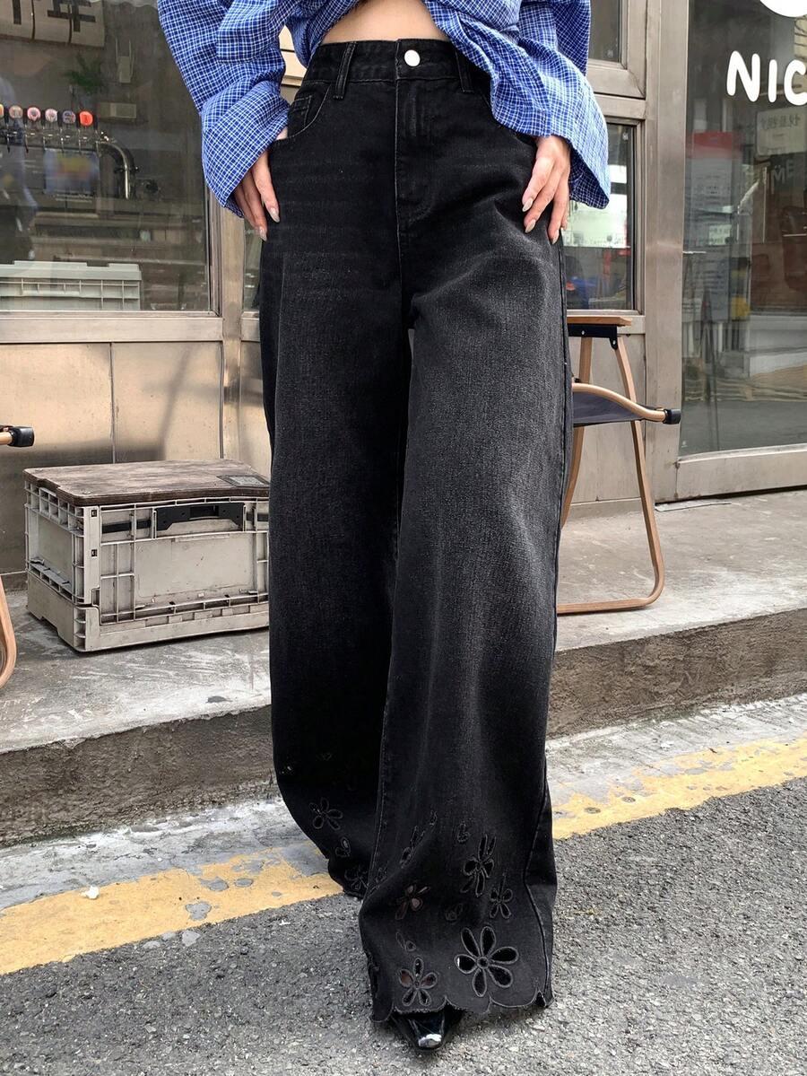 DAZY CZARNE SPODNIE JEANS ZDOBIENIE S06__S