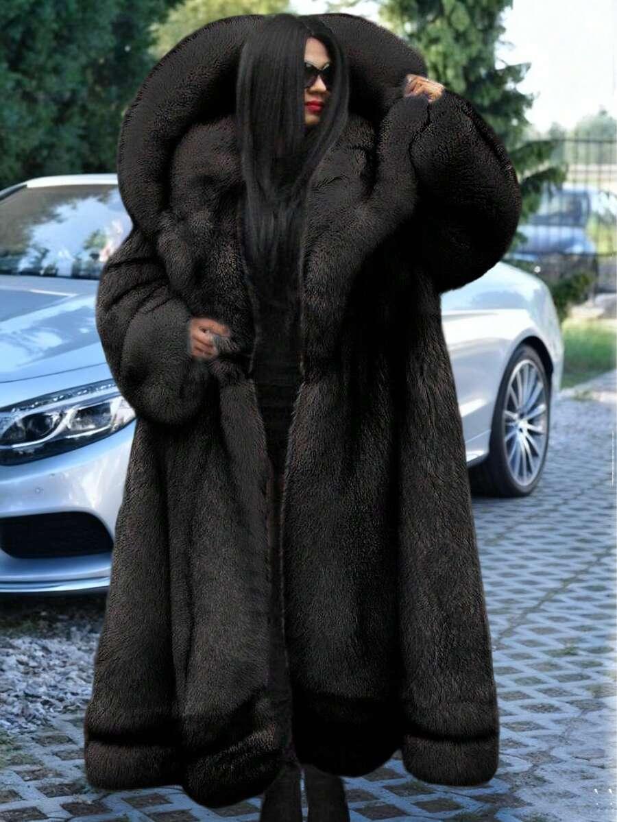 SHEIN CZARNE SZTUCZNE FUTRO W01__M