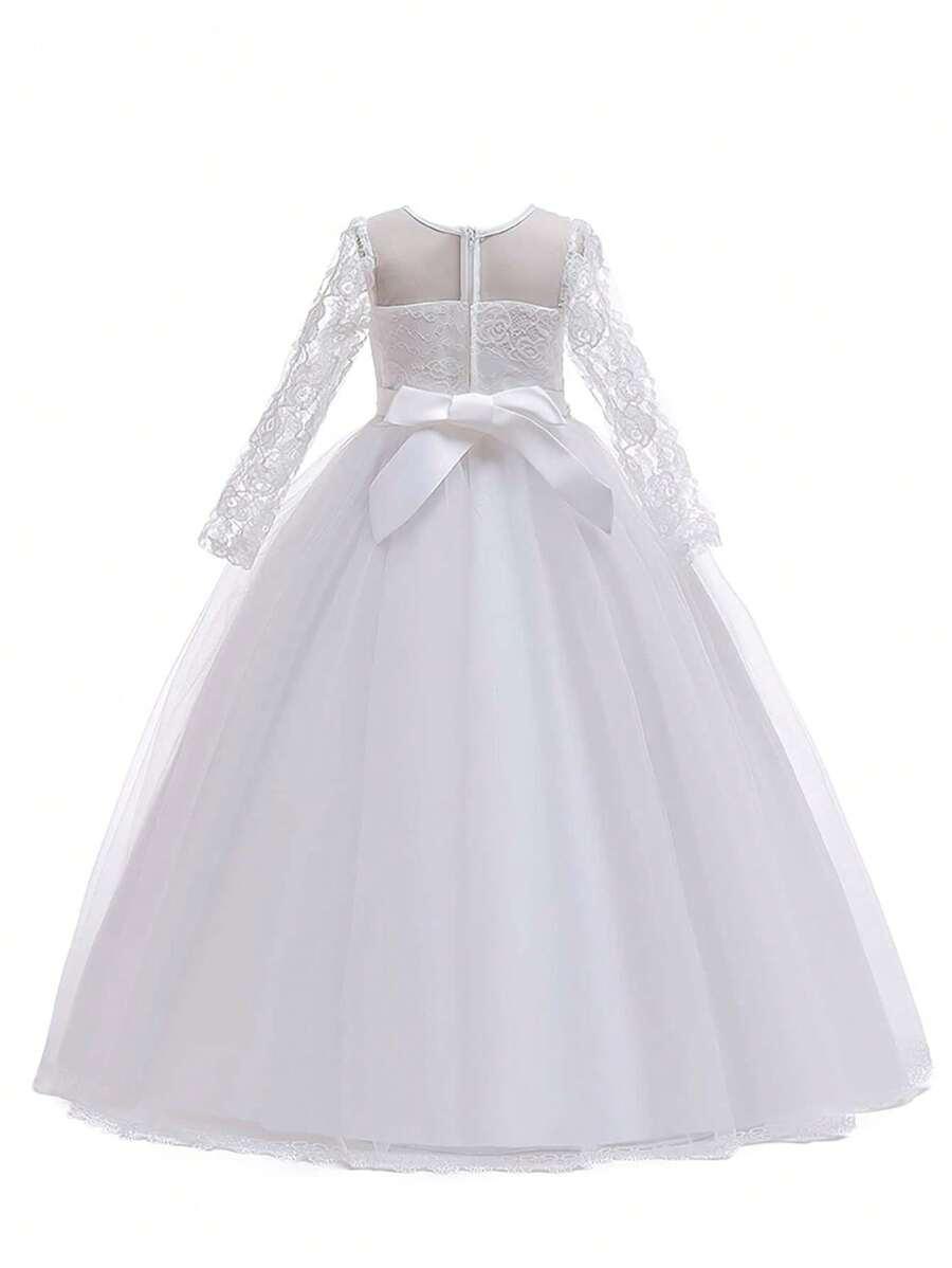 SHEIN BIAŁA MAXI SUKIENKA TIUL KORONKA S06__140