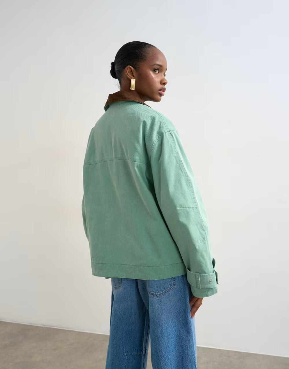 TOPSHOP ZIELONA KURTKA KONTRAST ZAMEK W01__S/M