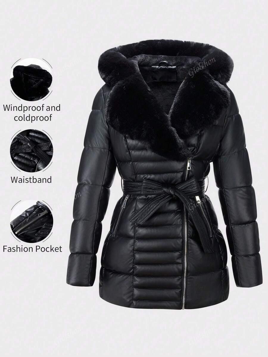 SHEIN CZARNA PIKOWANA KURTKA KAPTUR W01__M
