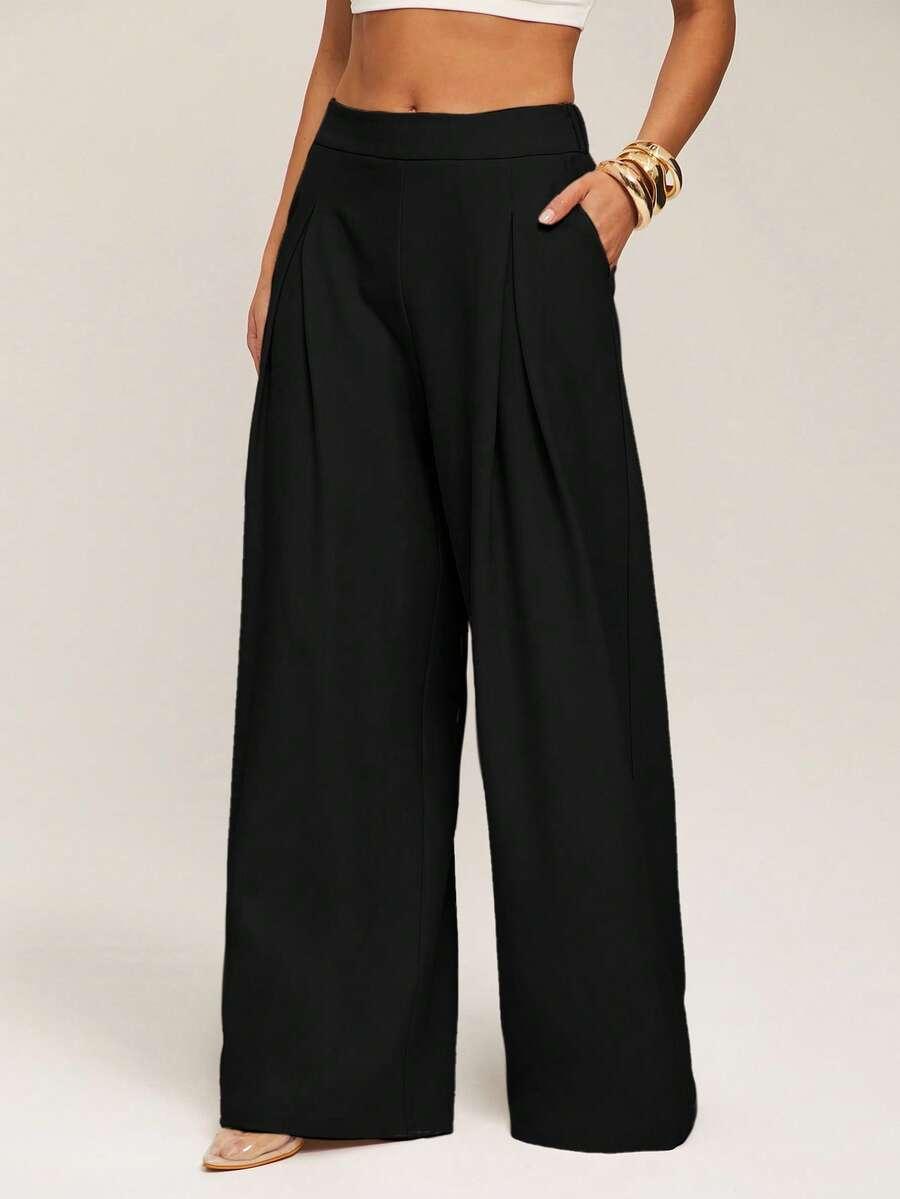 SHEIN CZARNE PROSTE SPODNIE S06__L