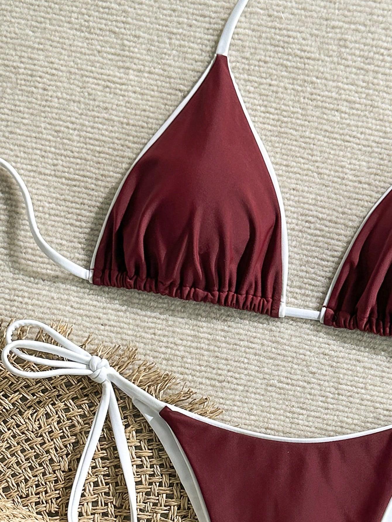 SHEIN CZERWONY DWUCZĘŚCIOWY STRÓJ KĄPIELOWY S09__S