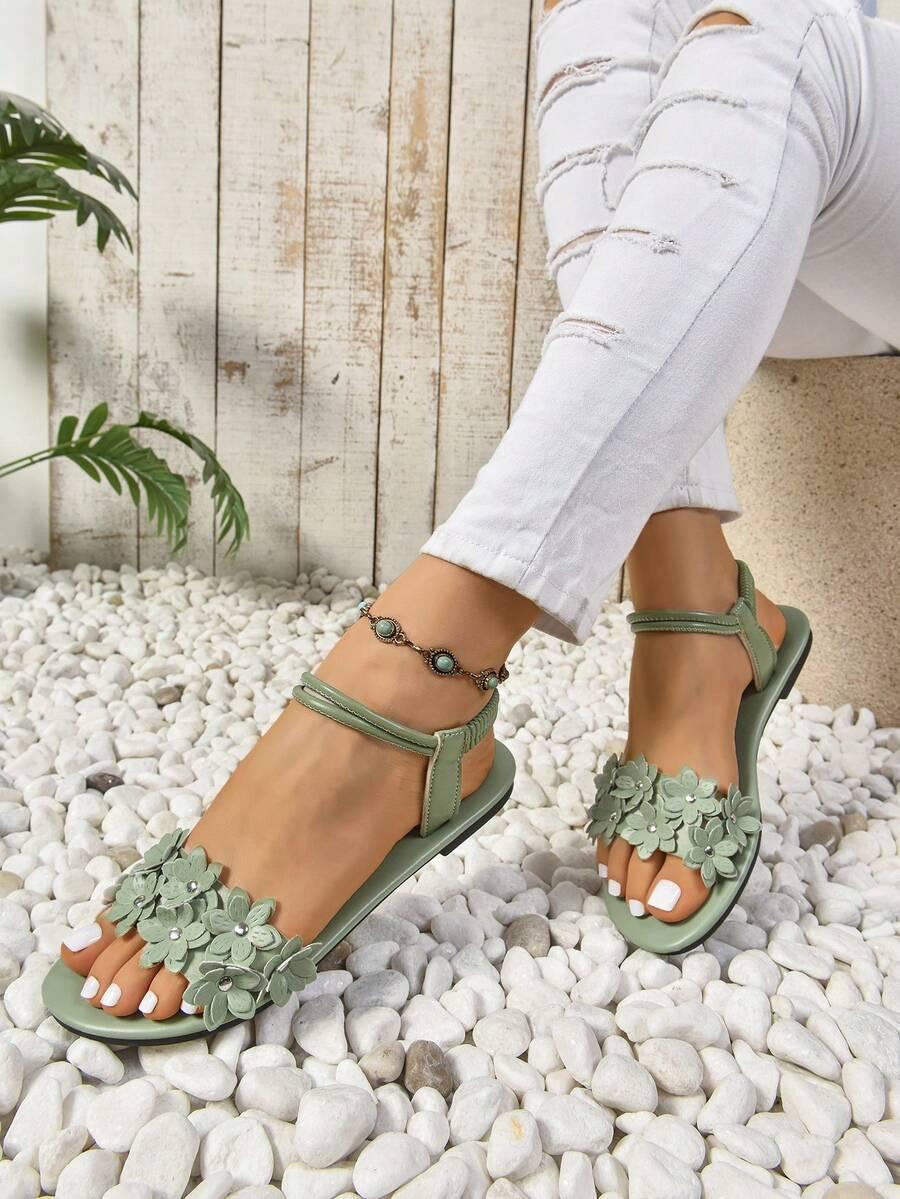 SHEIN ZIELONE SANDAŁY ZDOBIENIE S06__37