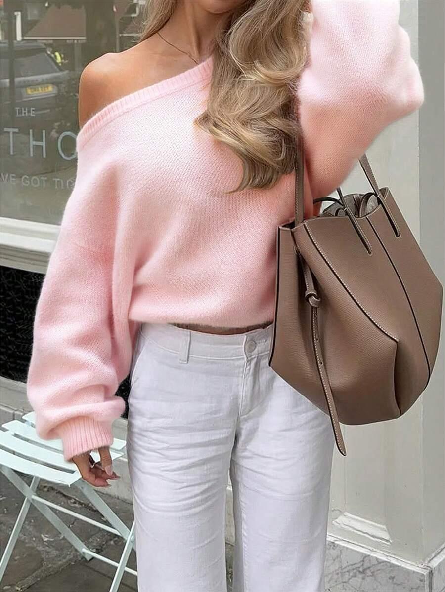 SHEIN RÓŻOWY SWETER DŁUGI RĘKAW S06__XS