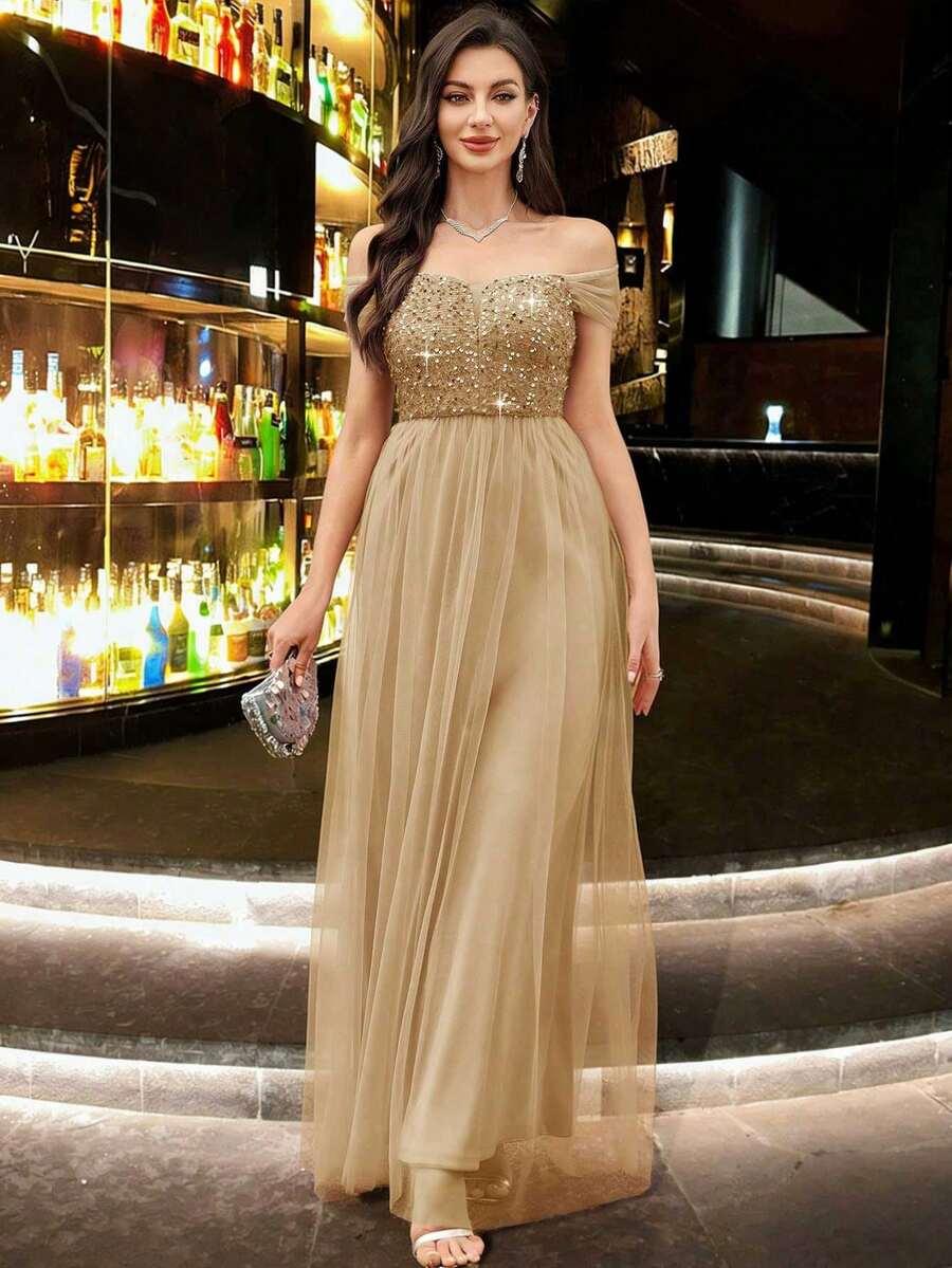 SHEIN ZŁOTA MAXI SUKIENKA S06__XL