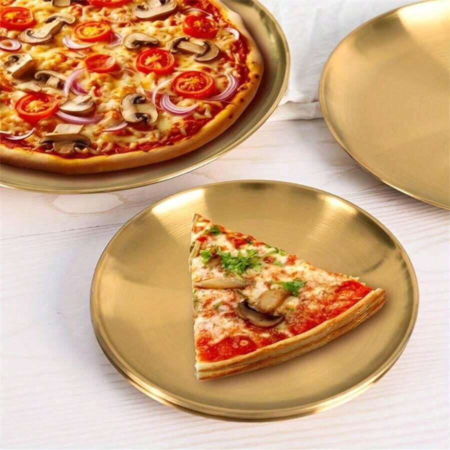 SHEIN ZŁOTA TACA DESEROWA ZE STALI NIERDZEWNEJ S07__30CM
