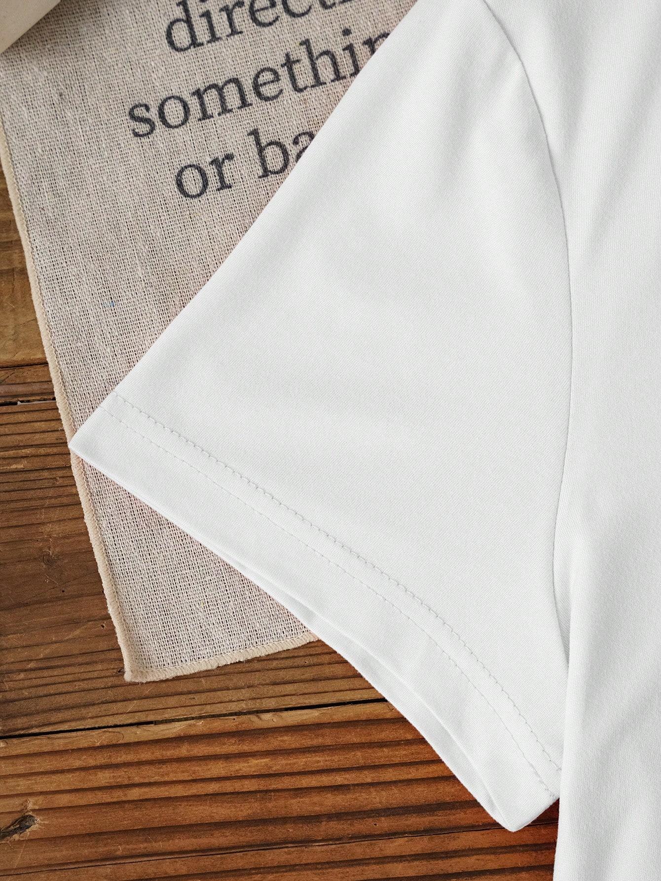 SHEIN BIAŁY T-SHIRT NADRUK S06__M