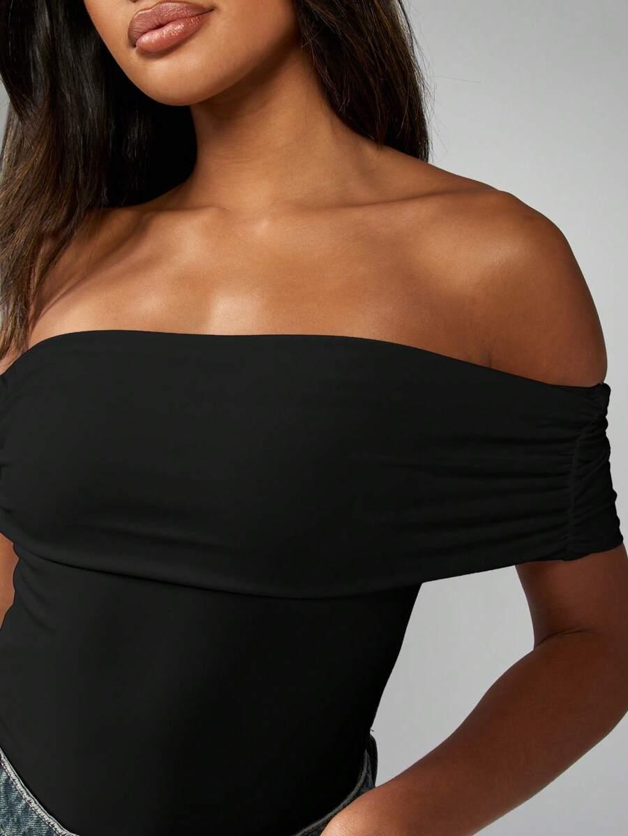 MISSGUIDED CZARNE BODY ODKRYTE RAMIONA S06__XS