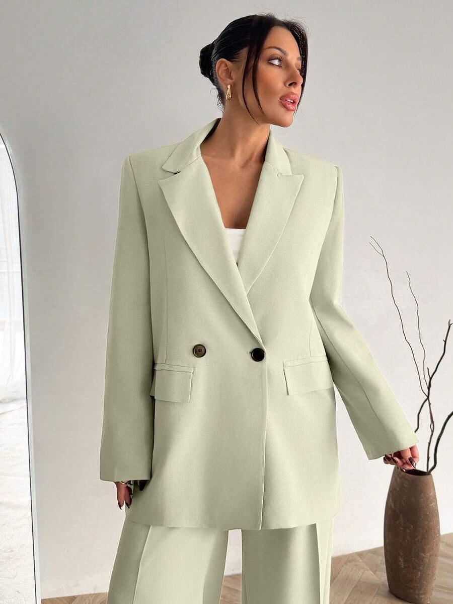 FIREND FASHION ZIELONY KOMPLET MARYNARKA SPODNIE S06__L